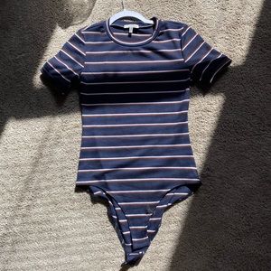 Short Sleeve Striped Charlotte Russe Bodysuit